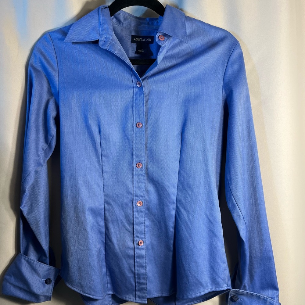 Ann Taylor Classic Blue Collared Shirt